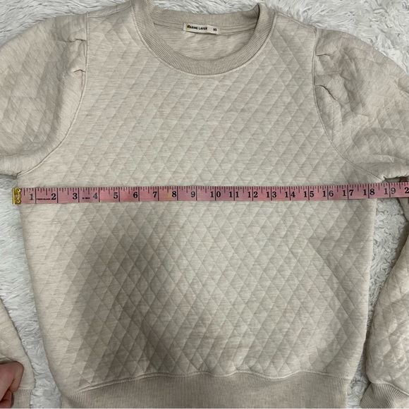 Marine Layer | Cream Corbet Quilted Puff Sleeve Crewneck Sweater Women’s Size XS - Picture 9 of 11